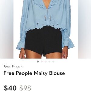 Free People Light Blue Maisie Cutwork Blouse size M